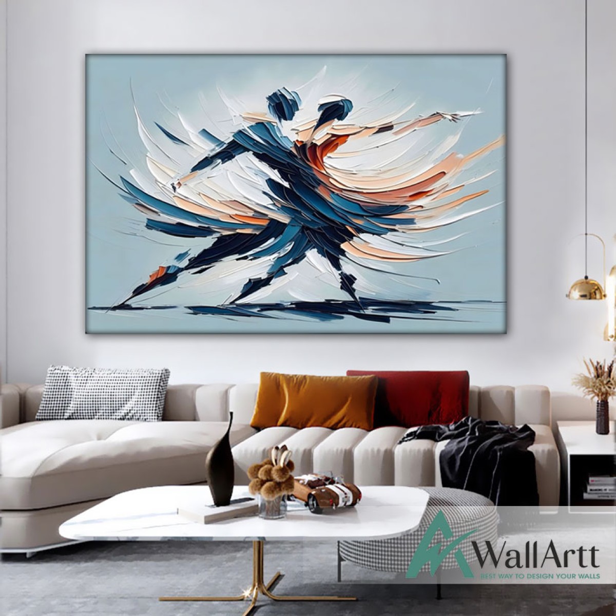 Abstract Dancers II 3D Heavy Textured Partial oil Painting - Wall Art